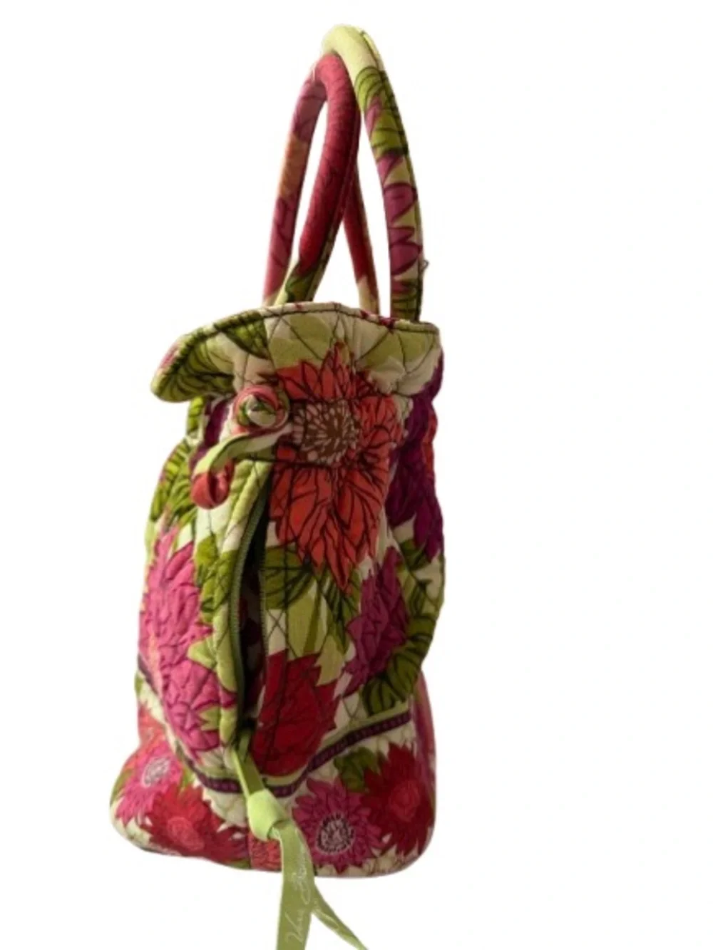 🎉HOST PICK Vera Bradley”Hello Dahlia!”Cinch Bucket Handbag-Retired Pink&Green